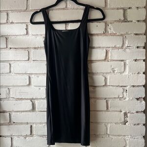 Babaton Black Sleeveless Dress mini tank top shiny Satin Stretch